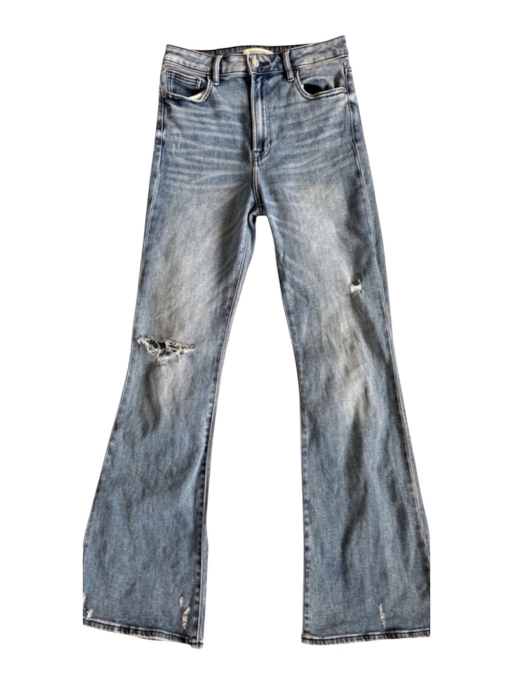 Hidden Jeans Women’s 27 High Rise Flare Distressed Stretch Denim Light Wash